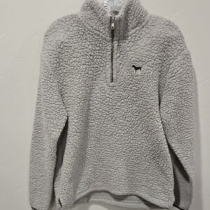 Victoria's Secret Pink Gray Sherpa Pullover